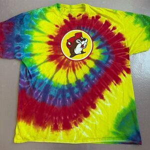 Buc-ee's 2XL Tie-Dye T-Shirt Peace Love‎ Graphic Unisex Short Sleeve